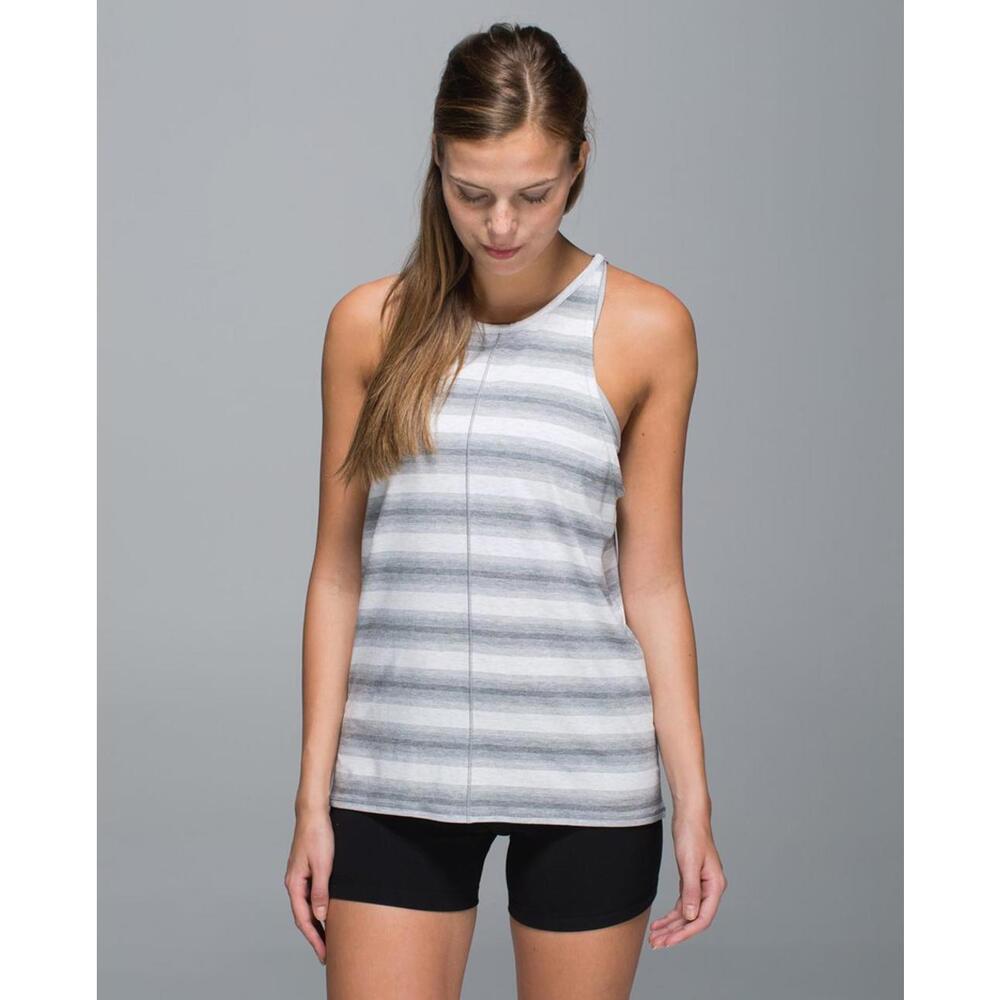 Lululemon Find Your Zen Gray Capilano Striped Sleeveless Tank - Size -  4
